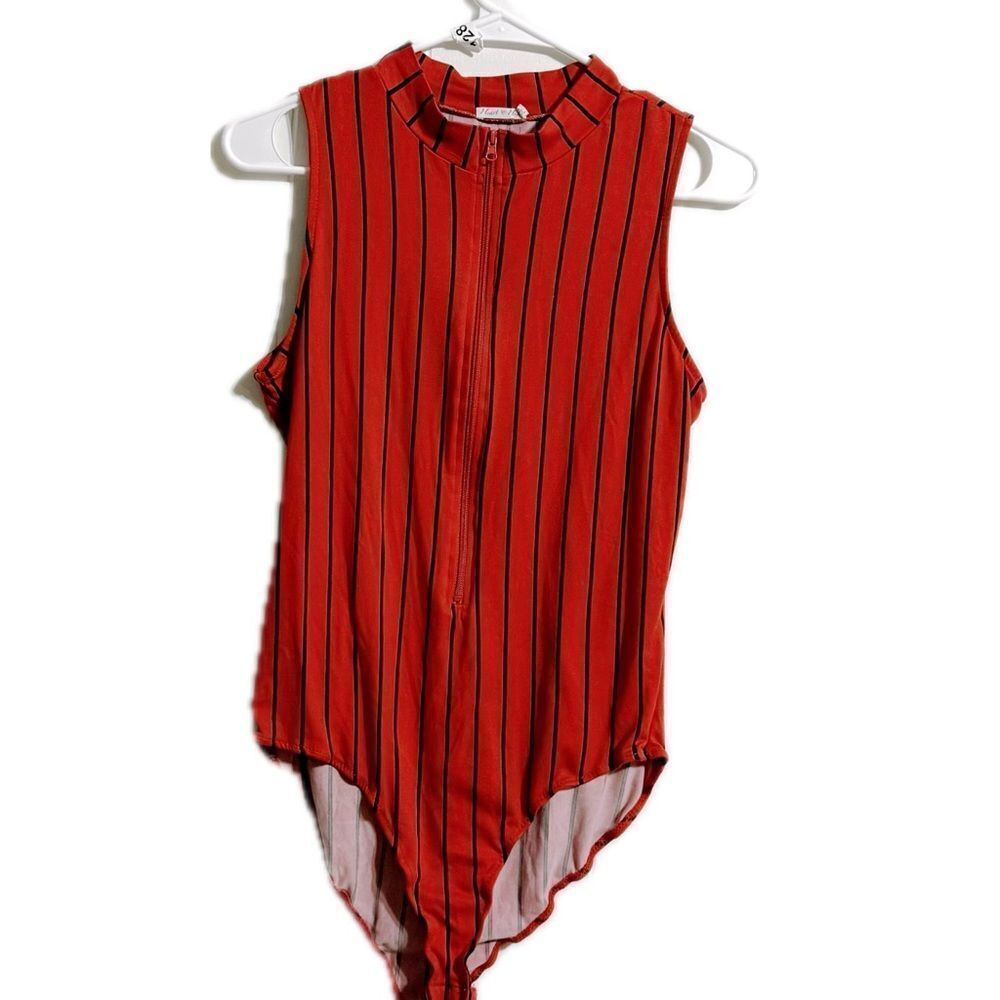 Heart & Hips Striped Red Bodysuit‎
